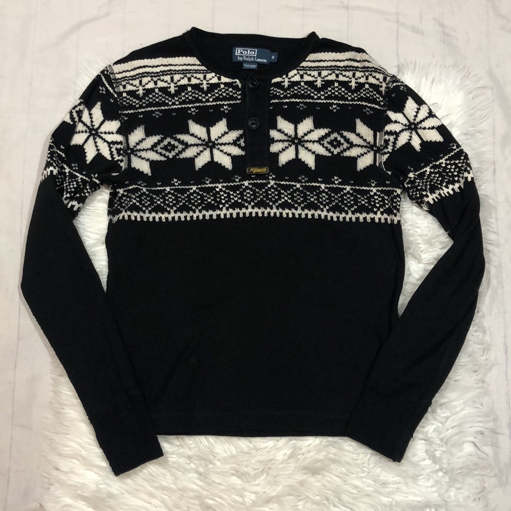 Polo by Ralph Lauren Fair Isle Snowflake Henley Long Sleeve Top